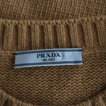 Prada Logo Cashmere Wool Crew Neck Sweater Brown — view 6