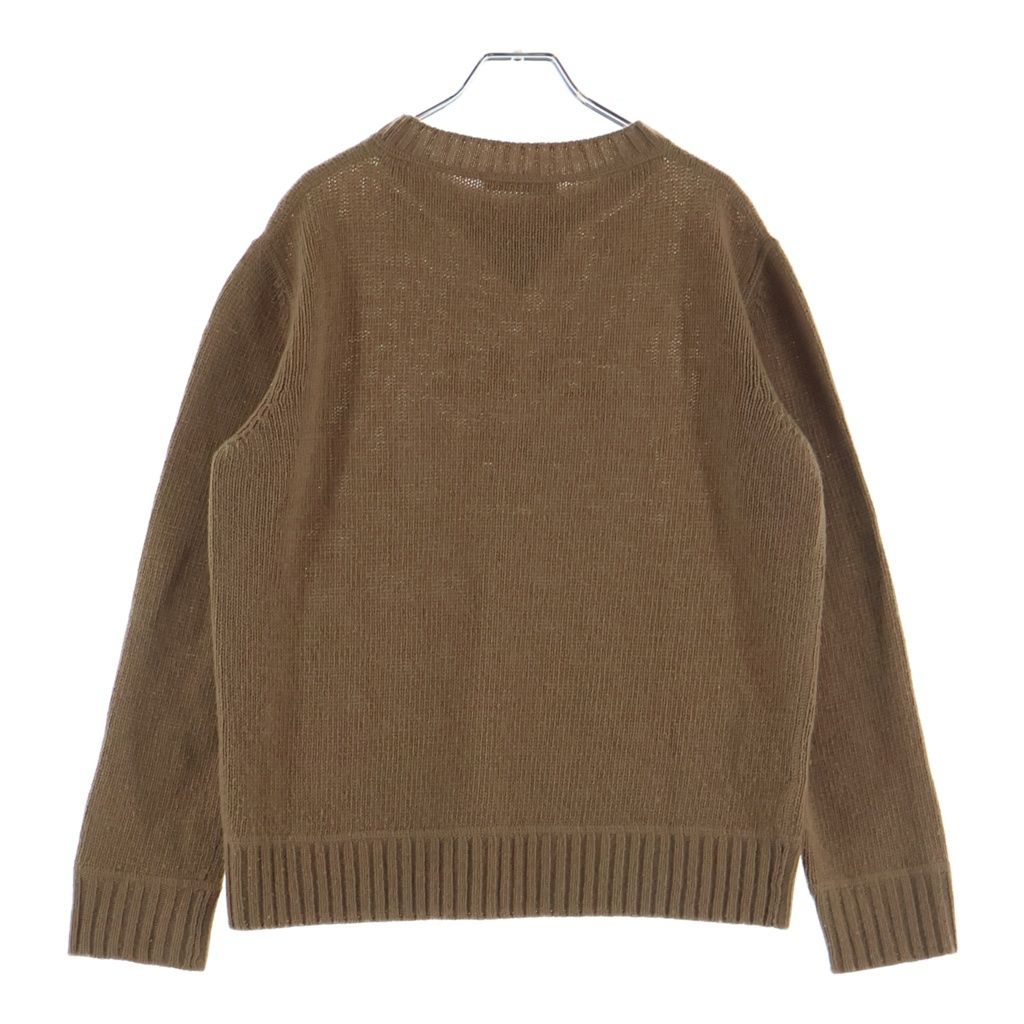 Prada Logo Cashmere Wool Crew Neck Sweater Brown — view 2
