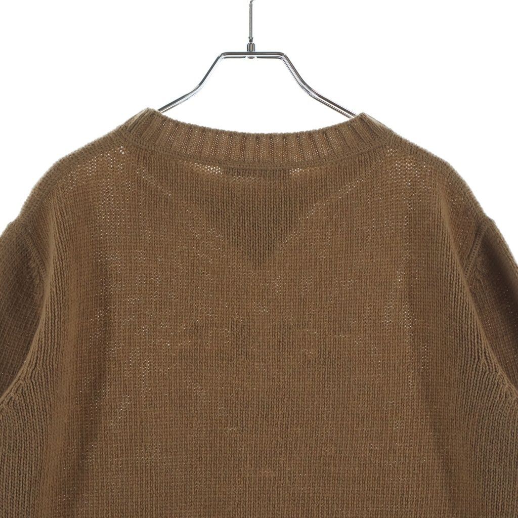 Prada Logo Cashmere Wool Crew Neck Sweater Brown — view 4