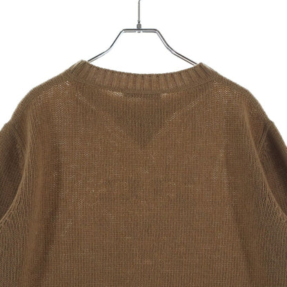 Prada Logo Cashmere Wool Crew Neck Sweater Brown — view 4