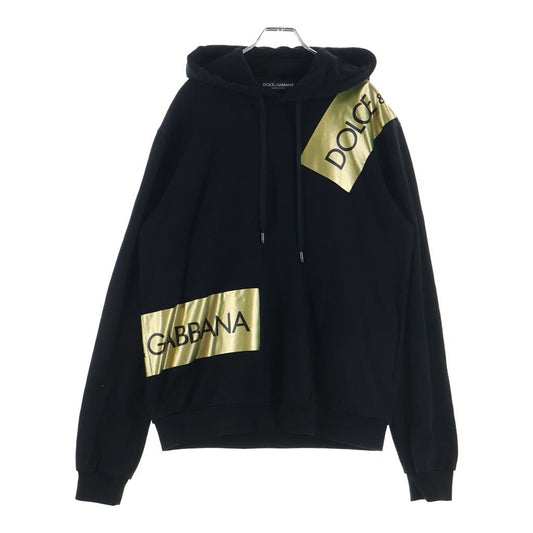 Dolce & Gabbana Logo Tape Print Pullover Hoodie Black Gold