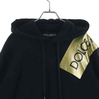 Dolce & Gabbana Logo Tape Print Pullover Hoodie Black Gold — view 3
