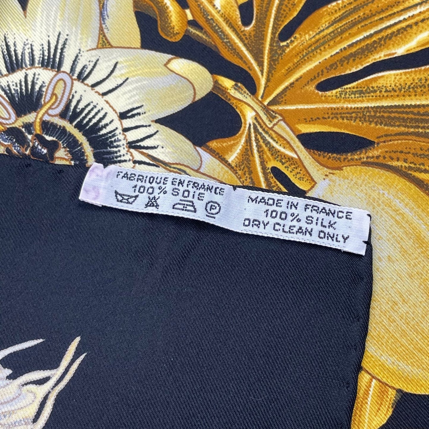 Hermes Carre 90 Passiflores Passion Flower Black Silk 100% Scarf — view 7