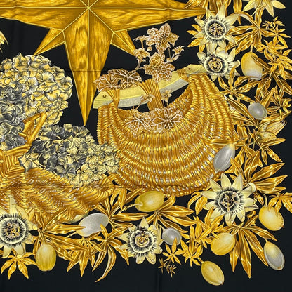 Hermes Carre 90 Passiflores Passion Flower Black Silk 100% Scarf — view 5