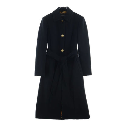 Versace Wool Coat Trench Gold Button Black