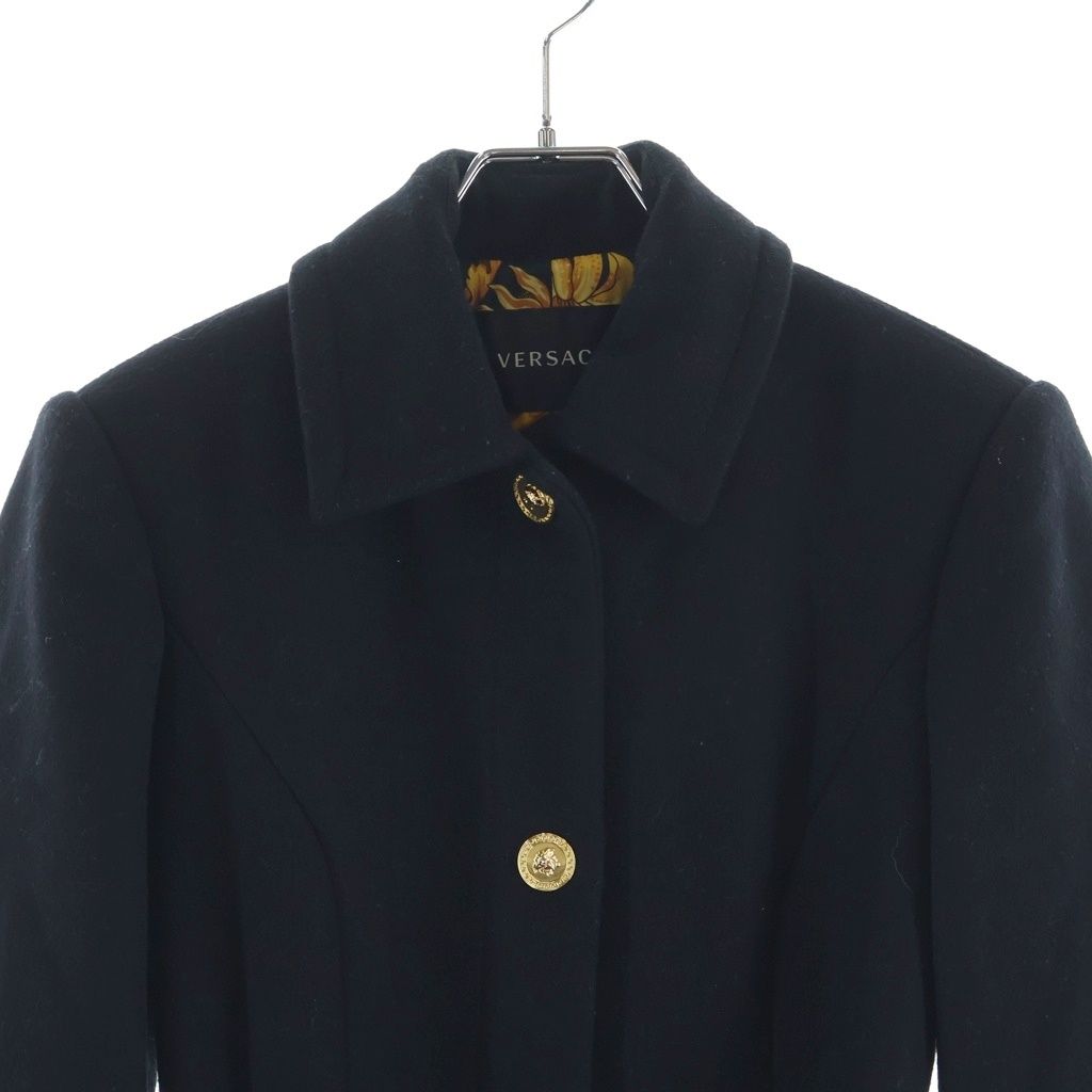 Versace Wool Coat Trench Gold Button Black — view 3