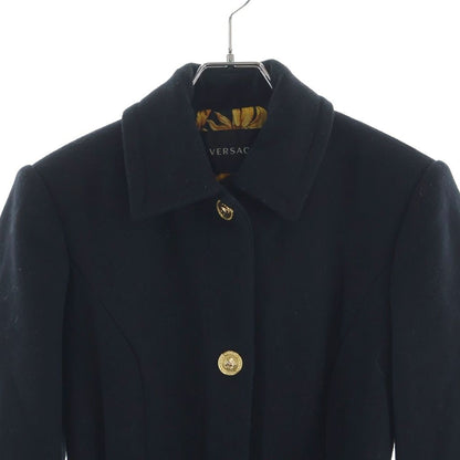 Versace Wool Coat Trench Gold Button Black — view 3