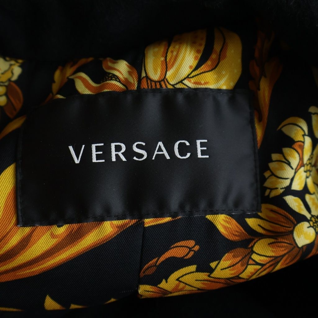 Versace Wool Coat Trench Gold Button Black — view 6