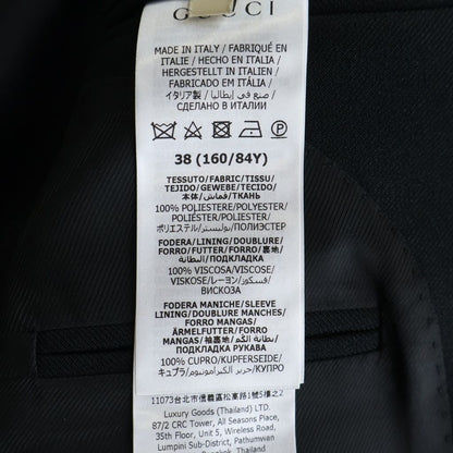 Gucci Calf Label Gold Button Peaked Lapel Tailored Jacket Black — view 7