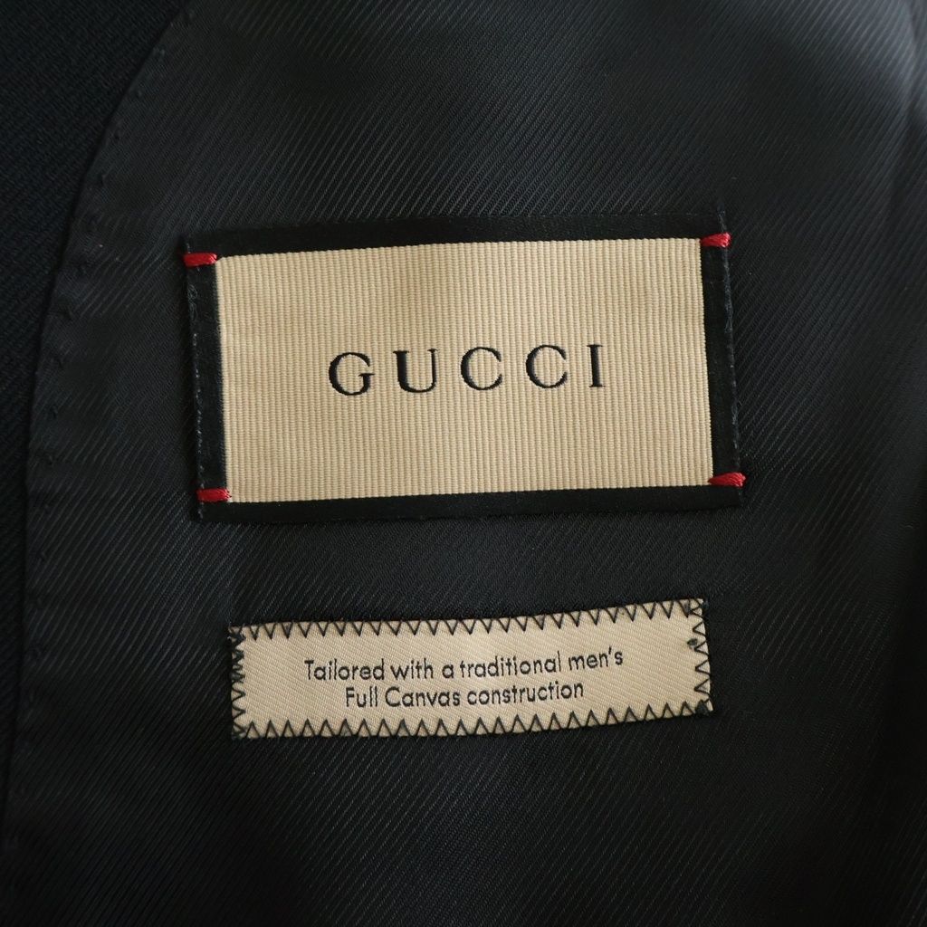 Gucci Calf Label Gold Button Peaked Lapel Tailored Jacket Black — view 6