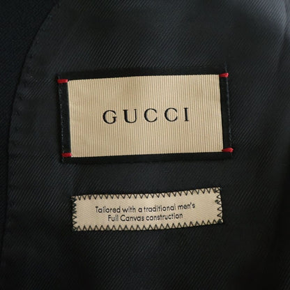 Gucci Calf Label Gold Button Peaked Lapel Tailored Jacket Black — view 6