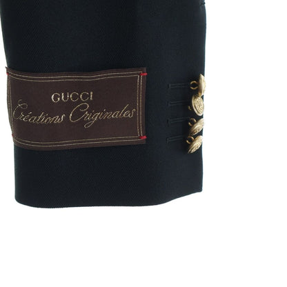 Gucci Calf Label Gold Button Peaked Lapel Tailored Jacket Black — view 5