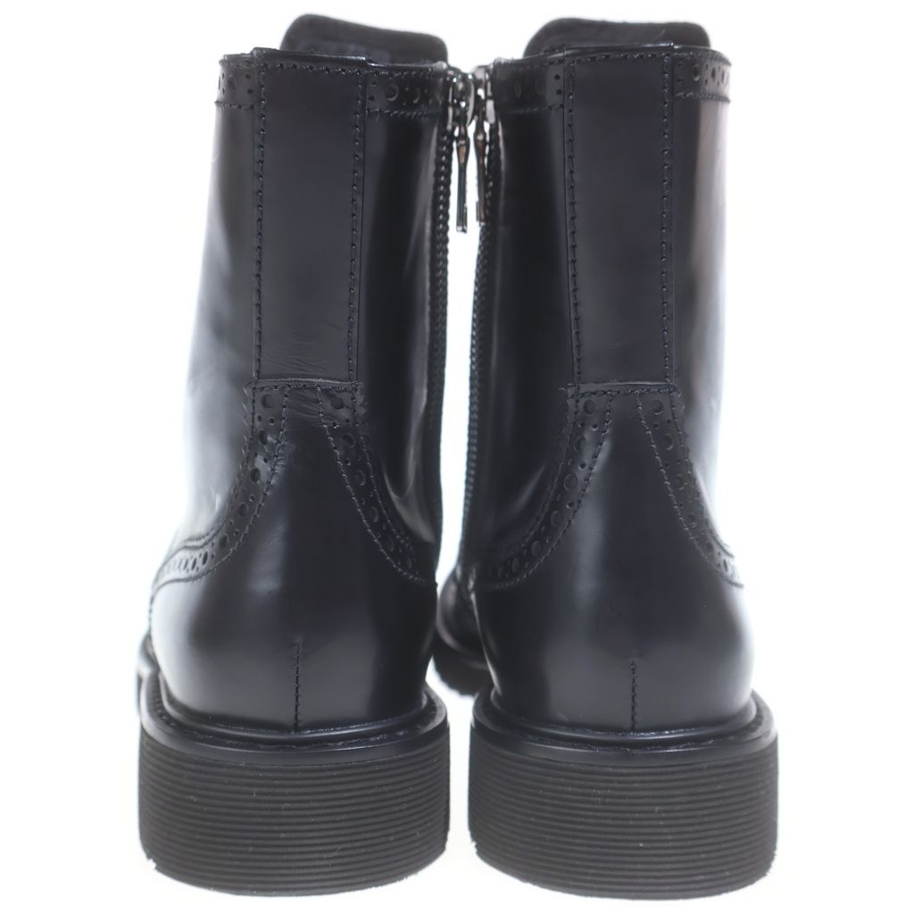 Prada Sport Wingtip Side Zip Leather Lace Up Boots Black — view 3