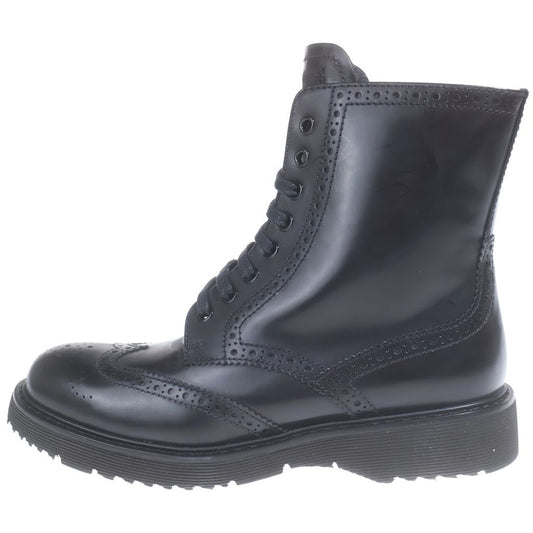 Prada Sport Wingtip Side Zip Leather Lace Up Boots Black