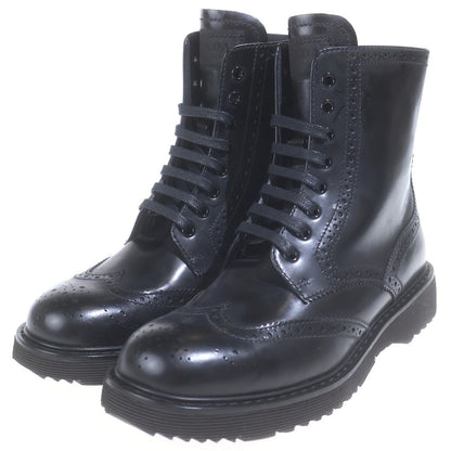 Prada Sport Wingtip Side Zip Leather Lace Up Boots Black — view 2