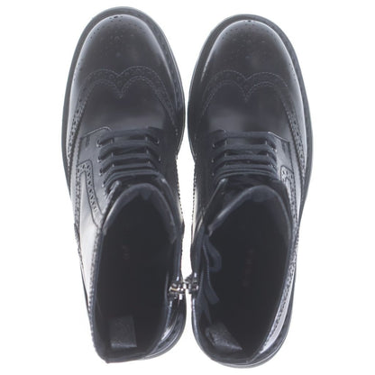 Prada Sport Wingtip Side Zip Leather Lace Up Boots Black — view 4