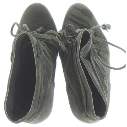 Hermes Medallion Lace Up Heels Short Boots Khaki Suede Shoes — view 4