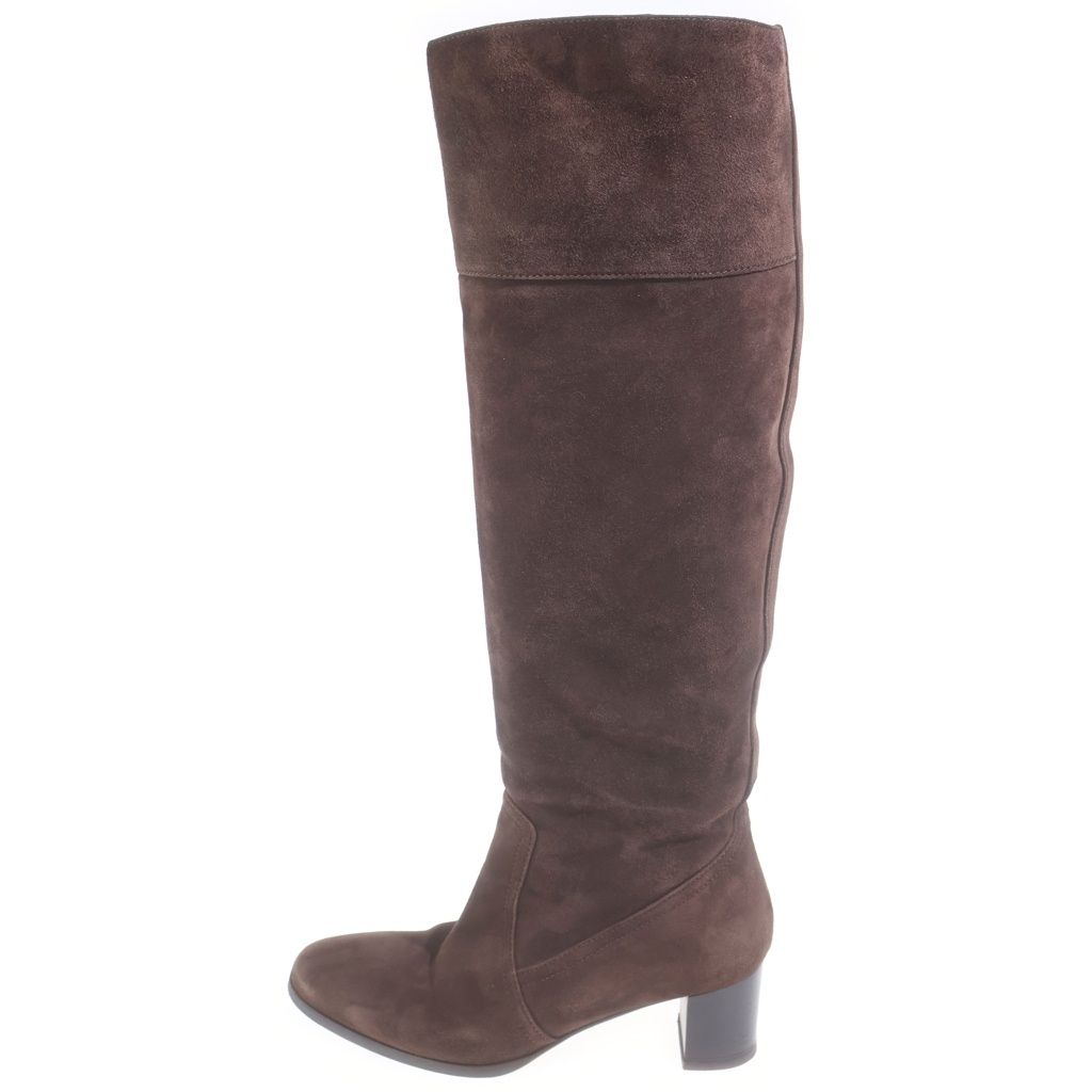 Hermes Suede Leather Heels Long Boots Shoes Brown