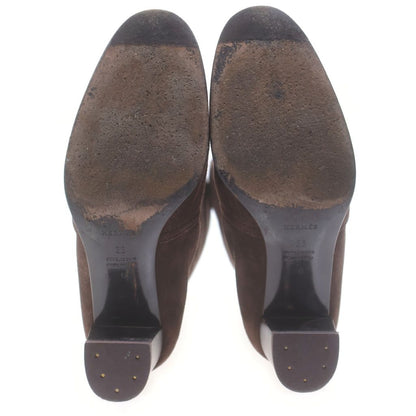Hermes Suede Leather Heels Long Boots Shoes Brown — view 5