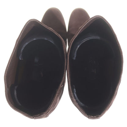Hermes Suede Leather Heels Long Boots Shoes Brown — view 4
