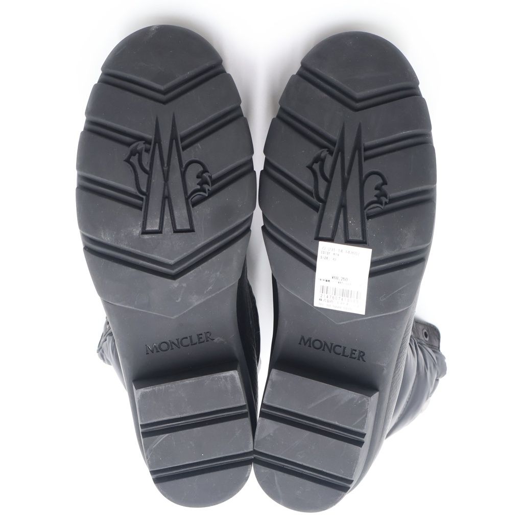 Moncler Down Lace Up Leather Boots Black — view 5