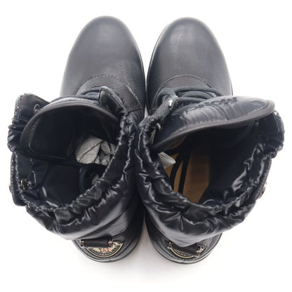Moncler Down Lace Up Leather Boots Black — view 4