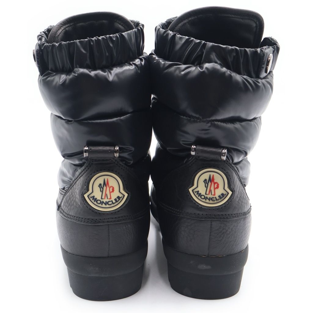 Moncler Down Lace Up Leather Boots Black — view 3