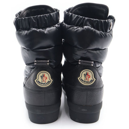 Moncler Down Lace Up Leather Boots Black — view 3