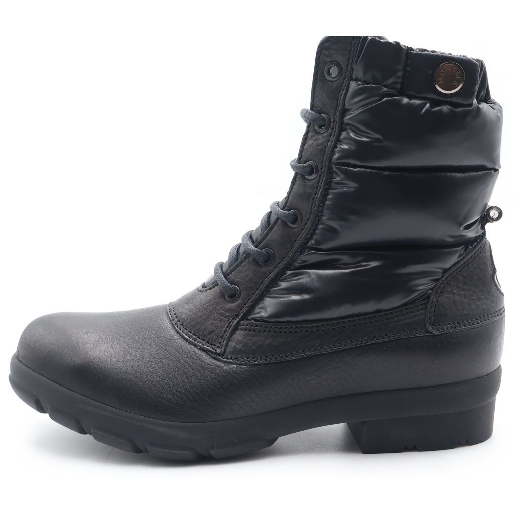 Moncler Down Lace Up Leather Boots Black