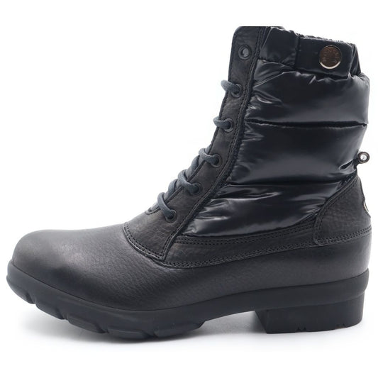 Moncler Down Lace Up Leather Boots Black