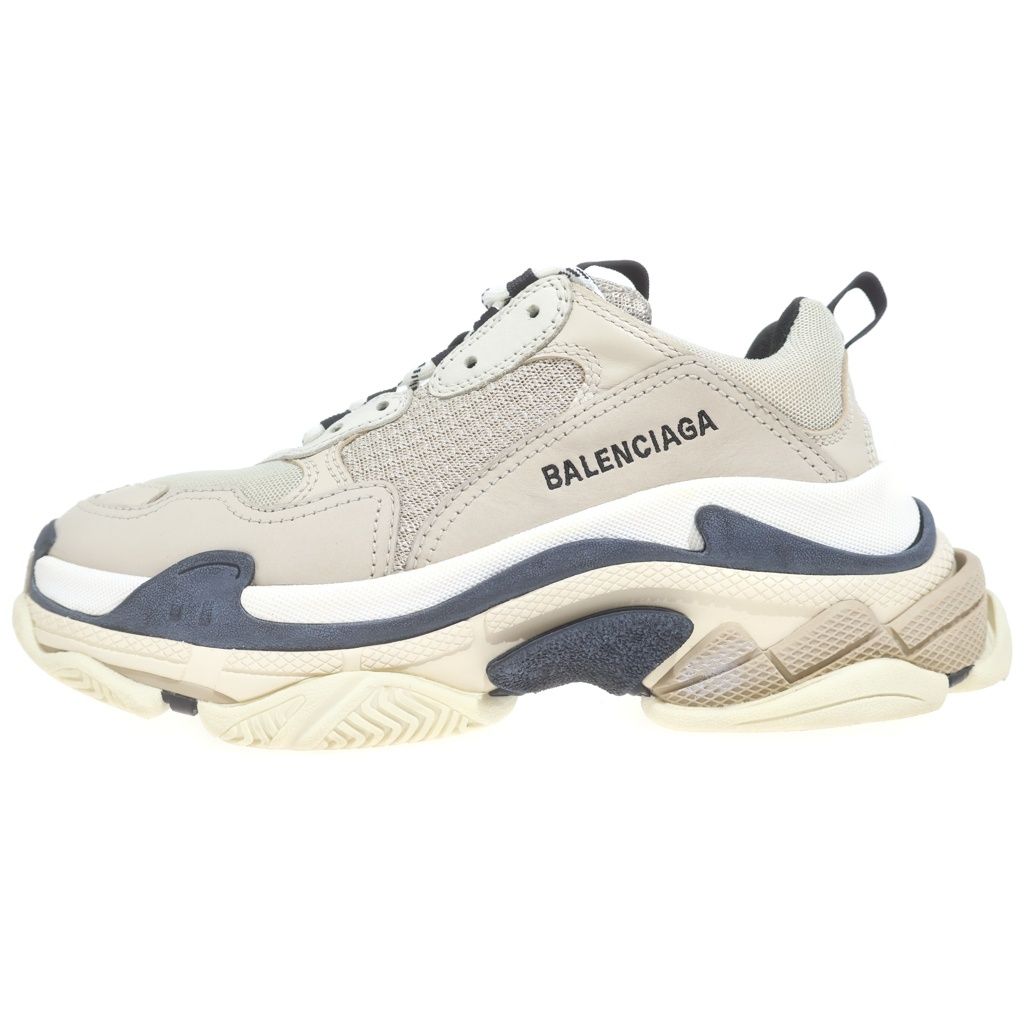 Balenciaga Triple S Lace Up Low Cut Sneakers Beige