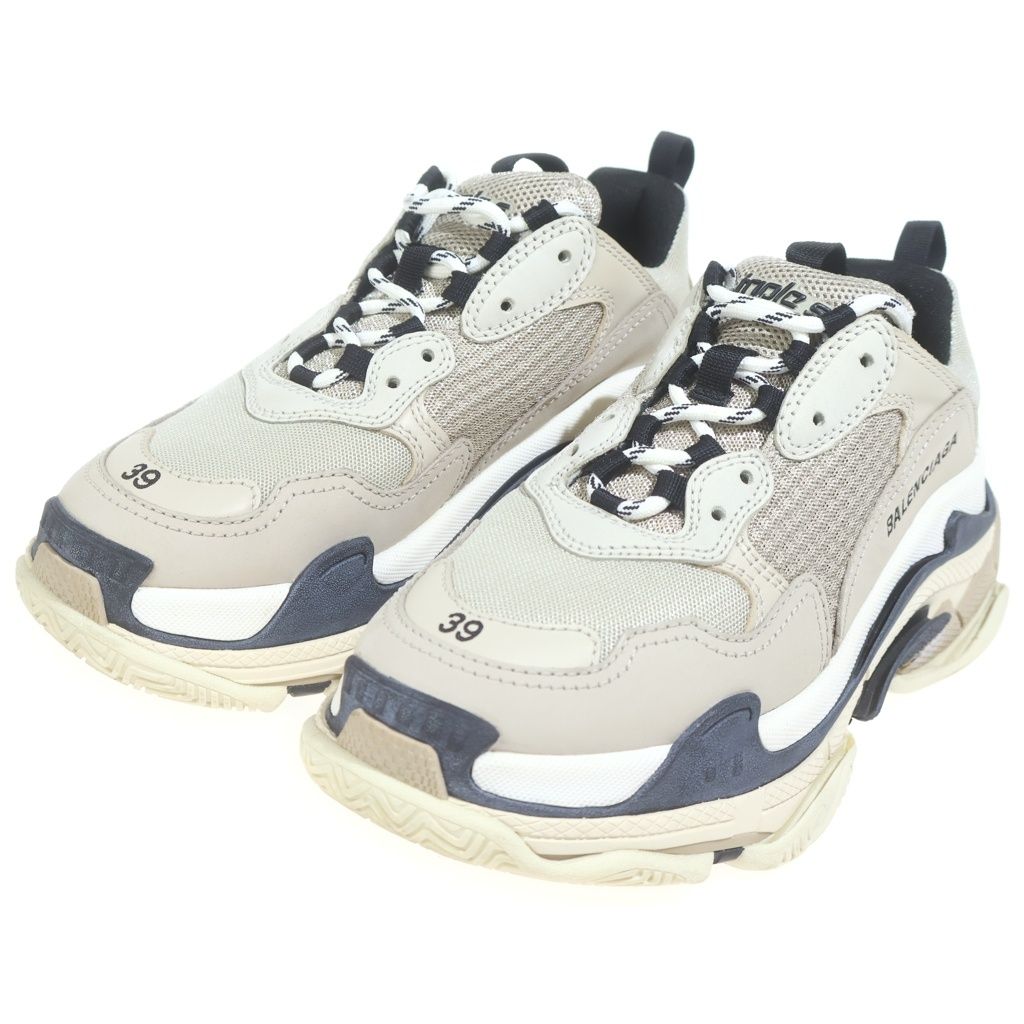 Balenciaga Triple S Lace Up Low Cut Sneakers Beige — view 2