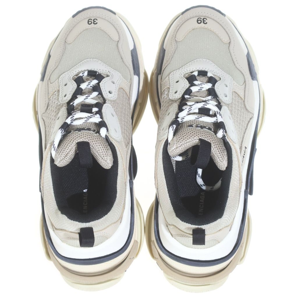 Balenciaga Triple S Lace Up Low Cut Sneakers Beige — view 4