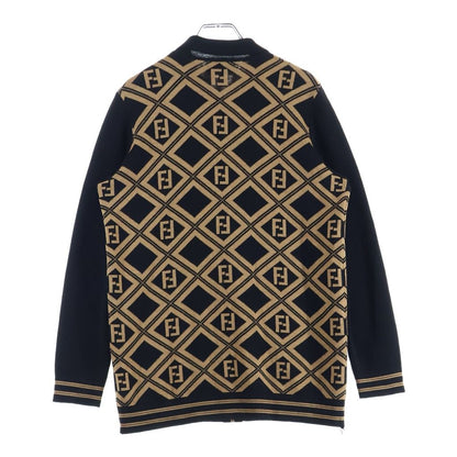Fendi Wool Knit Cardigan FF Logo Black Brown — view 2