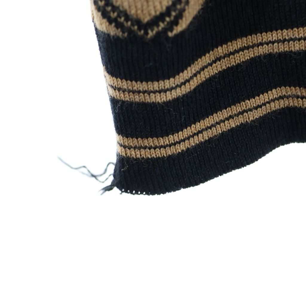 Fendi Wool Knit Cardigan FF Logo Black Brown — view 5