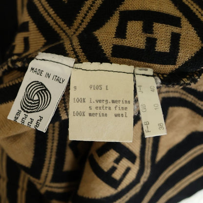 Fendi Wool Knit Cardigan FF Logo Black Brown — view 8