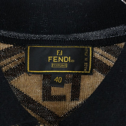 Fendi Wool Knit Cardigan FF Logo Black Brown — view 7