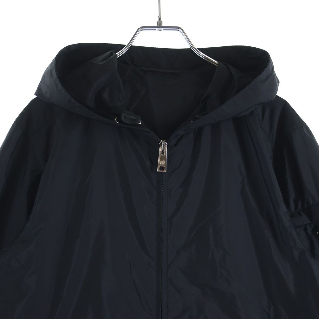 Prada Sports Triangle Logo Plate Hooded Nylon Jacket Black — view 3