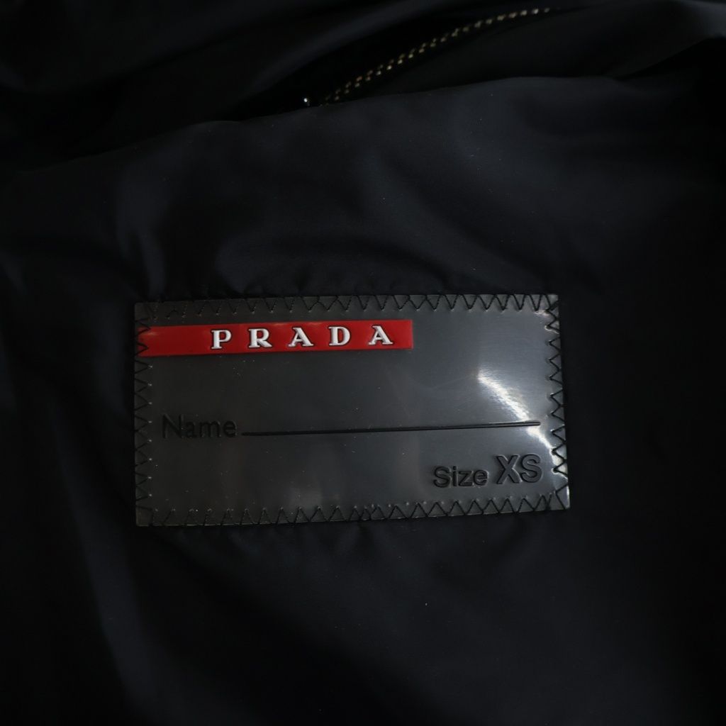 Prada Sports Triangle Logo Plate Hooded Nylon Jacket Black — view 6