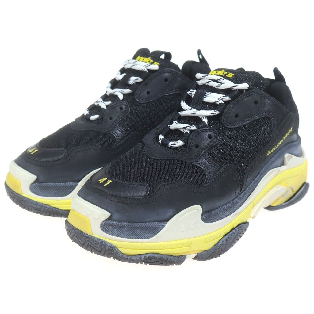 Balenciaga Triple S Low Cut Sneakers Black Yellow — view 2