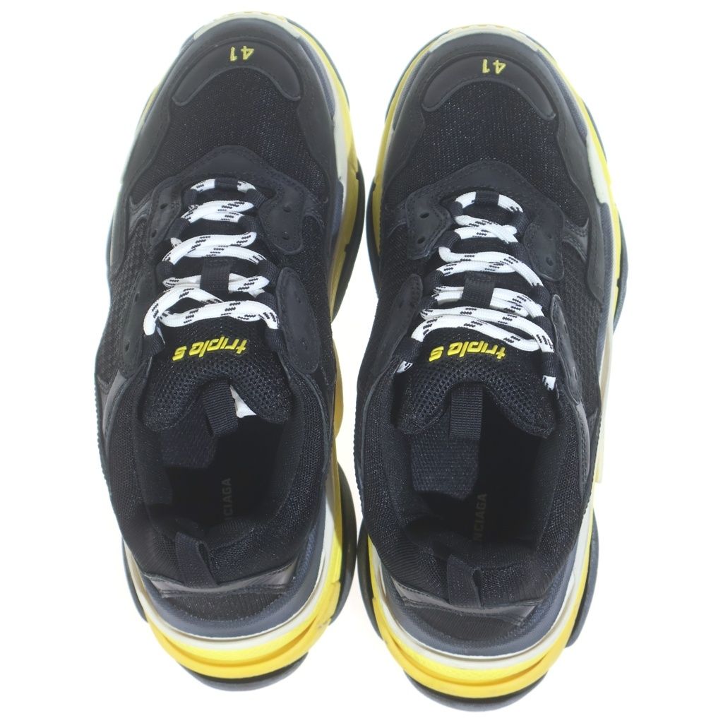 Balenciaga Triple S Low Cut Sneakers Black Yellow — view 4