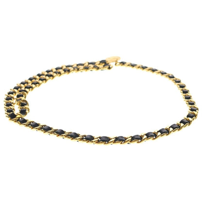 Chanel CC Logo Leather Chain Belt Black Gold — view 2