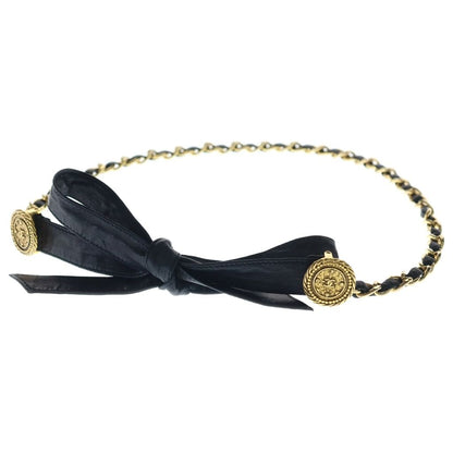 Chanel CC Logo Coin Chain Leather Belt Gold Black