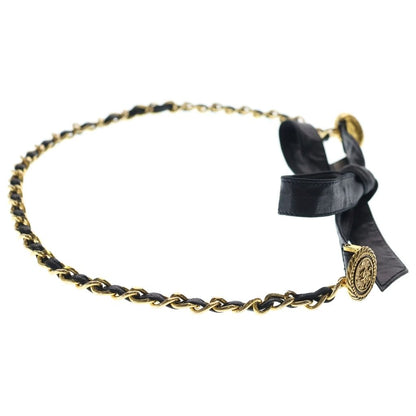 Chanel CC Logo Coin Chain Leather Belt Gold Black — view 3