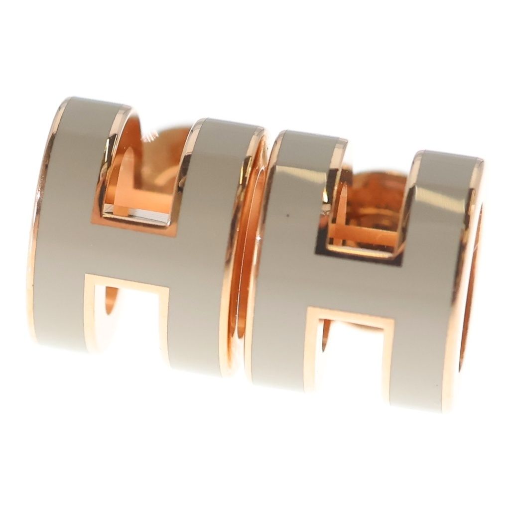 Hermes Pop Mini Earrings Beige Pink Gold Brown