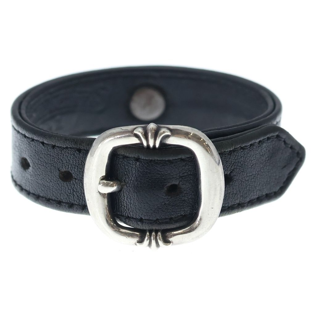 Chrome Hearts Gunslinger Cross Ball Leather Bracelet Black Silver — view 5