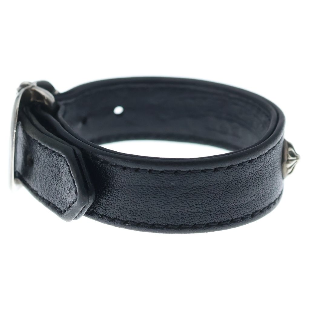 Chrome Hearts Gunslinger Cross Ball Leather Bracelet Black Silver — view 4
