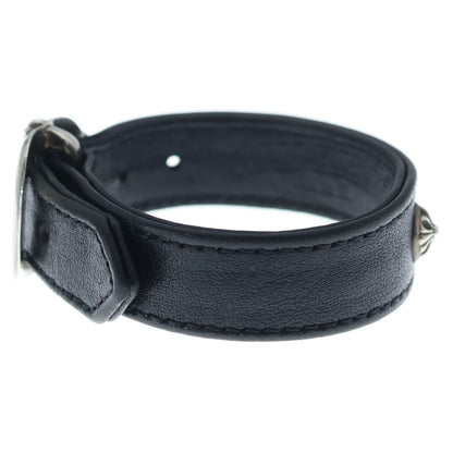 Chrome Hearts Gunslinger Cross Ball Leather Bracelet Black Silver — view 4
