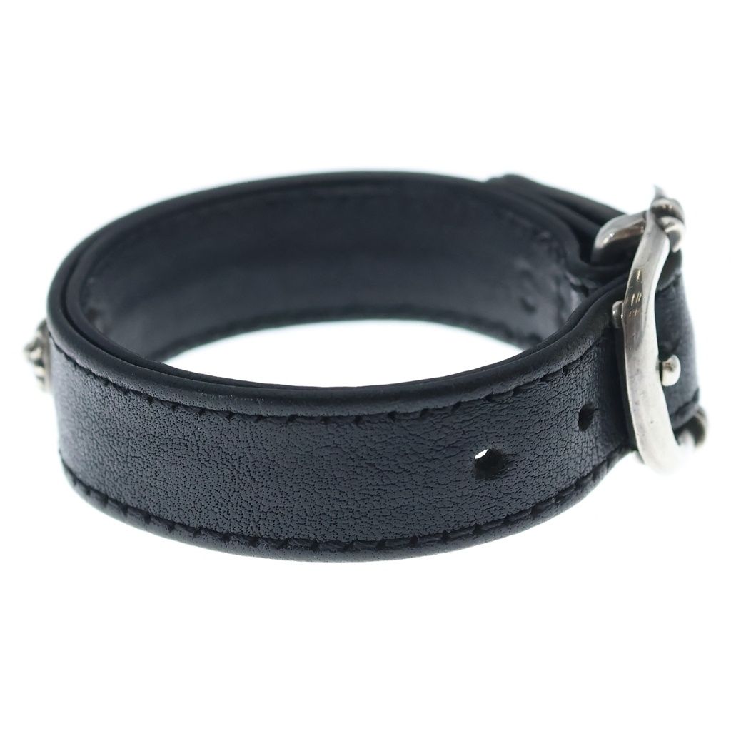 Chrome Hearts Gunslinger Cross Ball Leather Bracelet Black Silver — view 3