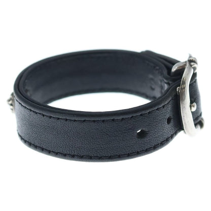 Chrome Hearts Gunslinger Cross Ball Leather Bracelet Black Silver — view 3